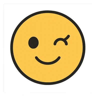 flat toon style face emoji with one joined eyelash sticker