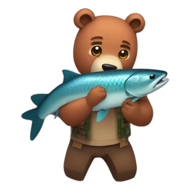 A bear catching a Minecraft salmon sticker
