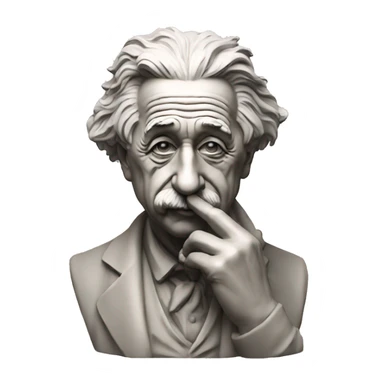 philosopher albert einstein statue with hand near his face sticker