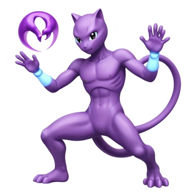 Pokemon legendary cian and purple mewtwo sticker