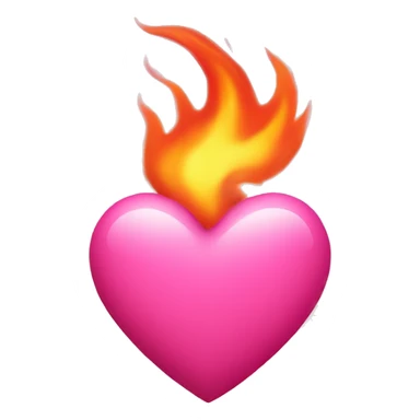 Pink heart with fire  sticker