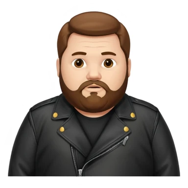 Long hair obese men with beard in leather jacket sticker