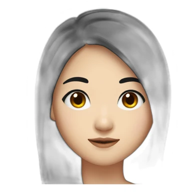 wasian girl with long black hair and eyeliner from head to chest sticker