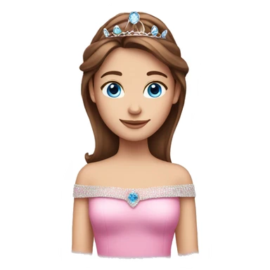 Girl with brown hair and blue eyes pink tiara emoji sticker