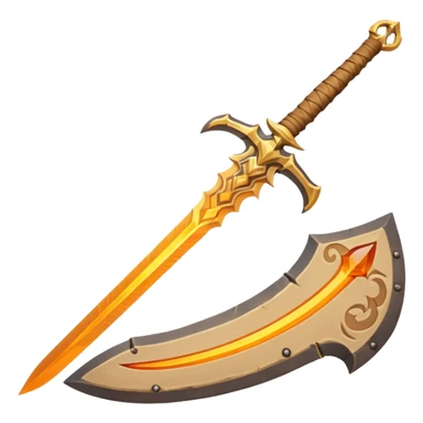 desert sand sword object icon, curved scimitar blade, sand-carved patterns, glowing amber runes, sandy aura around edge, fantasy desert weapon, 3D cartoon, mobile game icon style, centered, clean background, no text, no watermark
 sticker