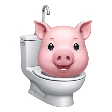 A pig face in a toilet bidet sticker
