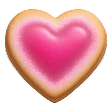 Realistic shortbread cookie in the shape of a heart with pink jelly middle filling and sprinkled powder sugar on top. sticker