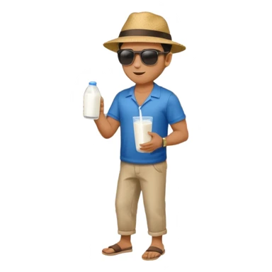 man full body buying a milk sticker