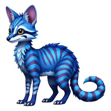 Feral Rare Fantasy vibrant dark shady shaded detailed deep-dark-cobalt-blue-gradients-colored colorful Vernid-Sergal-Genet-Trico-species by LiLaiRa, random markings, tufted tail, tufted ears, full body sticker