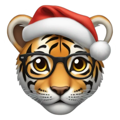 tiger cub with glasses and santa cap sticker
