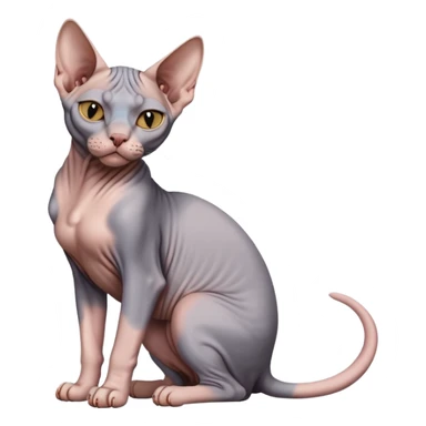sphynx cat full body sitting with one eye closed sticker