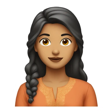 A girl wearing a kurti having big sticker