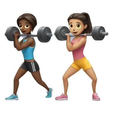 two girls holding barbells  sticker