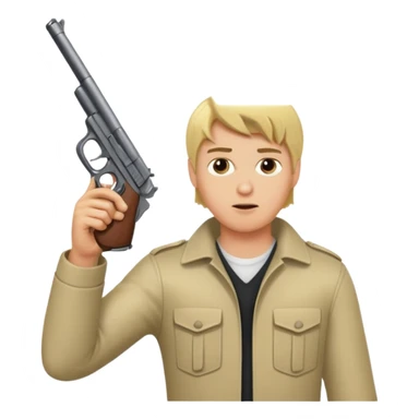 blonde guy aiming a gun sticker