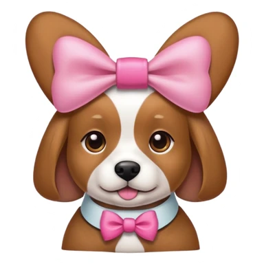 Dog wity flappy ears and a pink bow as a collar  sticker