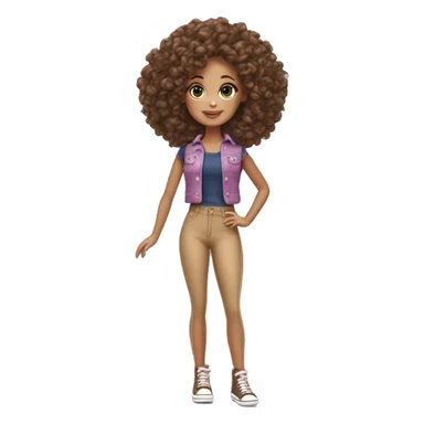 Curly Brown  hair barbie full body sticker