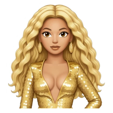 Beyonce with long blonde hair, gold sequin tour outfit  sticker
