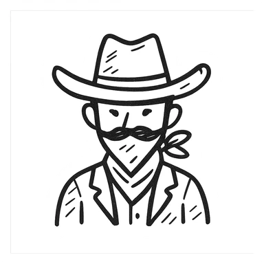 Wild West cowboy, detailed line work sticker