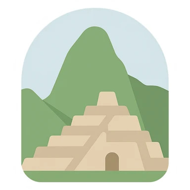 Machu Picchu logo, geometric shapes, flat color, contemporary look sticker
