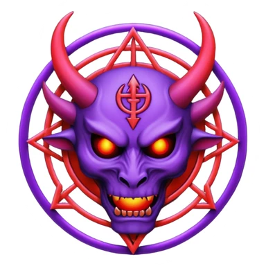 demon sigil, purple and red glow, simple sticker