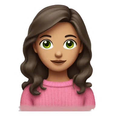 brunette girl with green eyes and pink sweater sticker