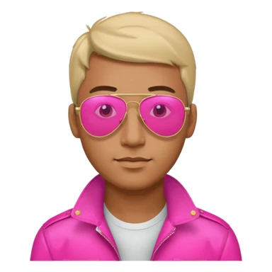 man wearing reflective neon pink aviator sunglasses sticker