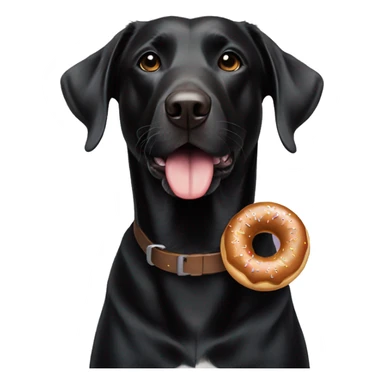 Black lab with donut in mouth sticker