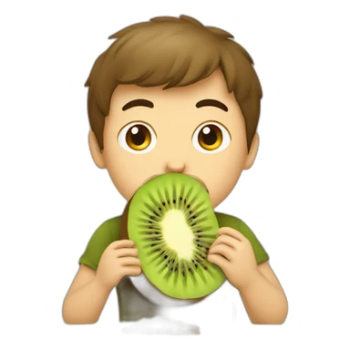 kiwi eating by man sticker
