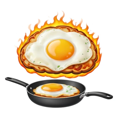 brain on fire with a pan with fried eggs on top sticker