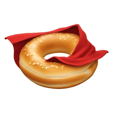 bagel with a red cape flying to the right sticker