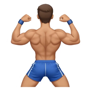 back view of buff man with blue shorts doing face-pulls exercise sticker