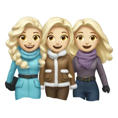 three blonde white girls with bag of snow  sticker