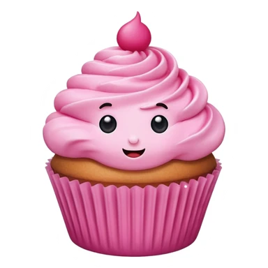 cute cupcake with pink icing and cute face sticker