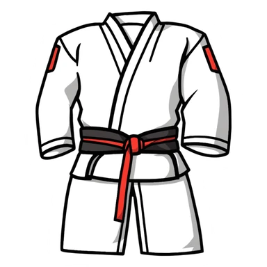 Folded martial arts uniform with belt sticker