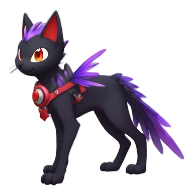 Kawaii cool edgy beautiful black red purple ethereal fantasy nargacuga-noivern-cat-Fakemon collar harness full body sticker