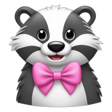 happy badger with pink bow hair sticker