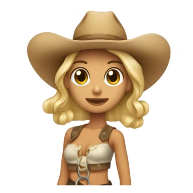 Blonde tan skin lady with a big lasso and cowboy hat sticker