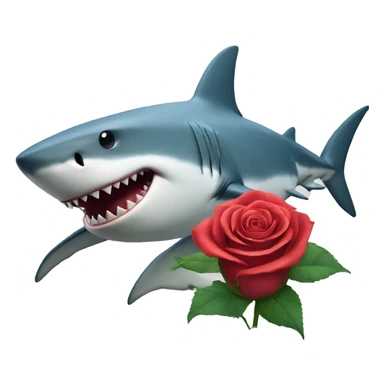shark with a rose sticker