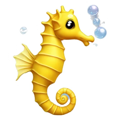 Yellow seahorse blowing bubbles sticker