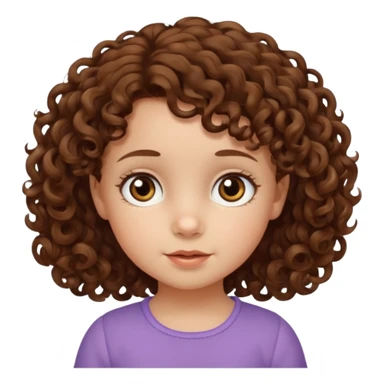 3yr old girl little curly brown hair brown eyes sticker