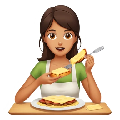Fille brune bronzer qui mange de la raclette  sticker
