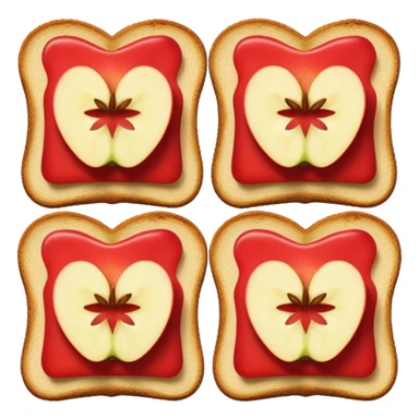 toast with apple slices on top, simple and bold, no text sticker