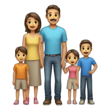 Father mother boy girl and  with four children sticker