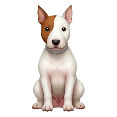 White Bull Terrior Dog With Brown Face Sitting  sticker