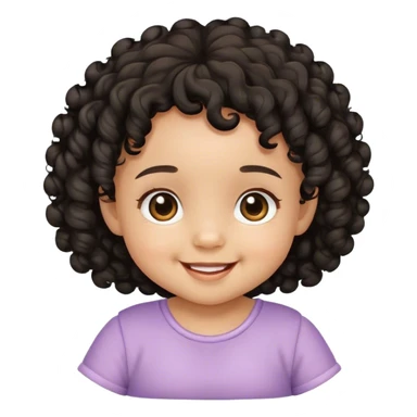 light brown baby girl with black curly hair sticker