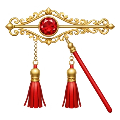 Red & Gold Hairpin – Decorative stick with red tassels.



 sticker