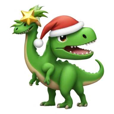 Dino with Christmas tree sticker