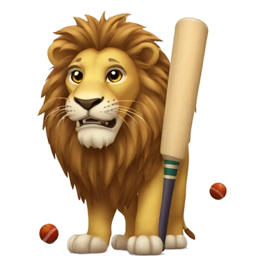 Lion with a cricket bat  sticker