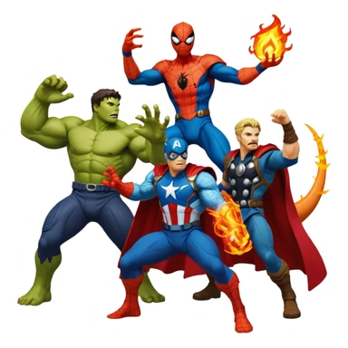 A Spider-Man Hulk, Thor Captain America, Doctor Strange Charzard sticker