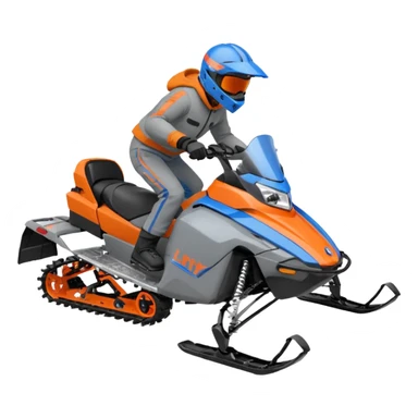 red Lynx brand snowmoble wheelies. driver with gray clothes and black/orange / blue helmet sticker